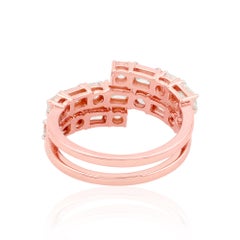 2.10 Carat Baguette Princess Diamond Wrap Ring Solid 18k Rose Gold Fine Jewelry
