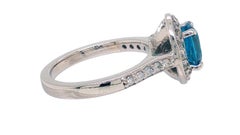 2.10 Carat Blue Zircon Diamond Cocktail Ring in 14K White Gold