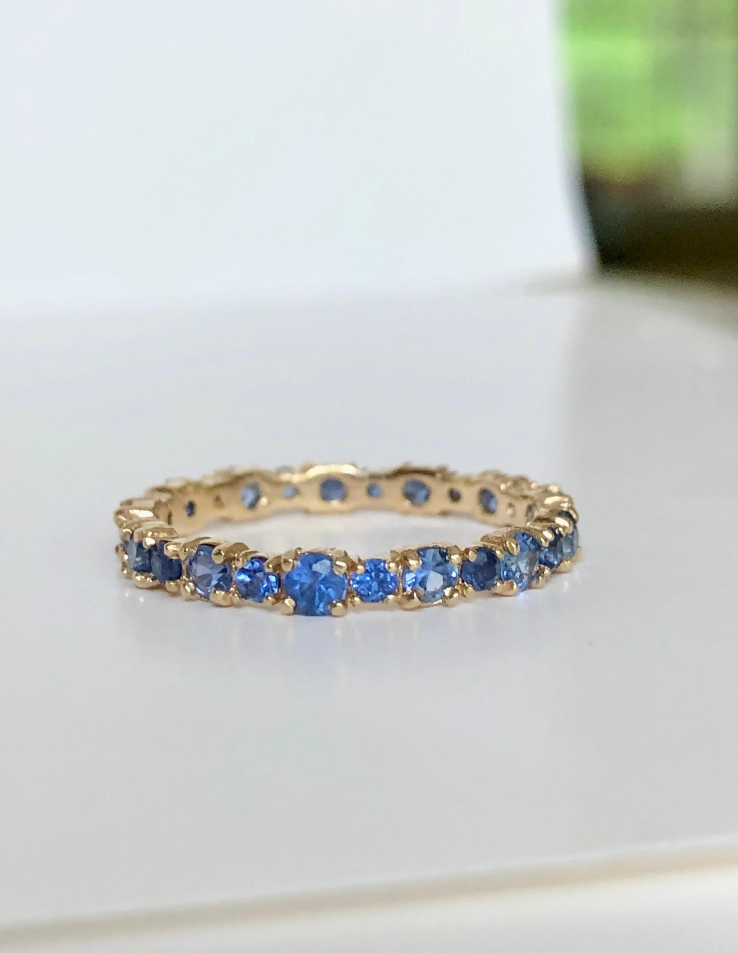2.10 Carat Ceylon Sapphire Engagement Eternity Wedding Band Ring Gold 1