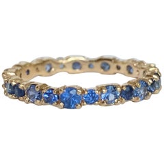 2.10 Carat Ceylon Sapphire Engagement Eternity Wedding Band Ring Gold