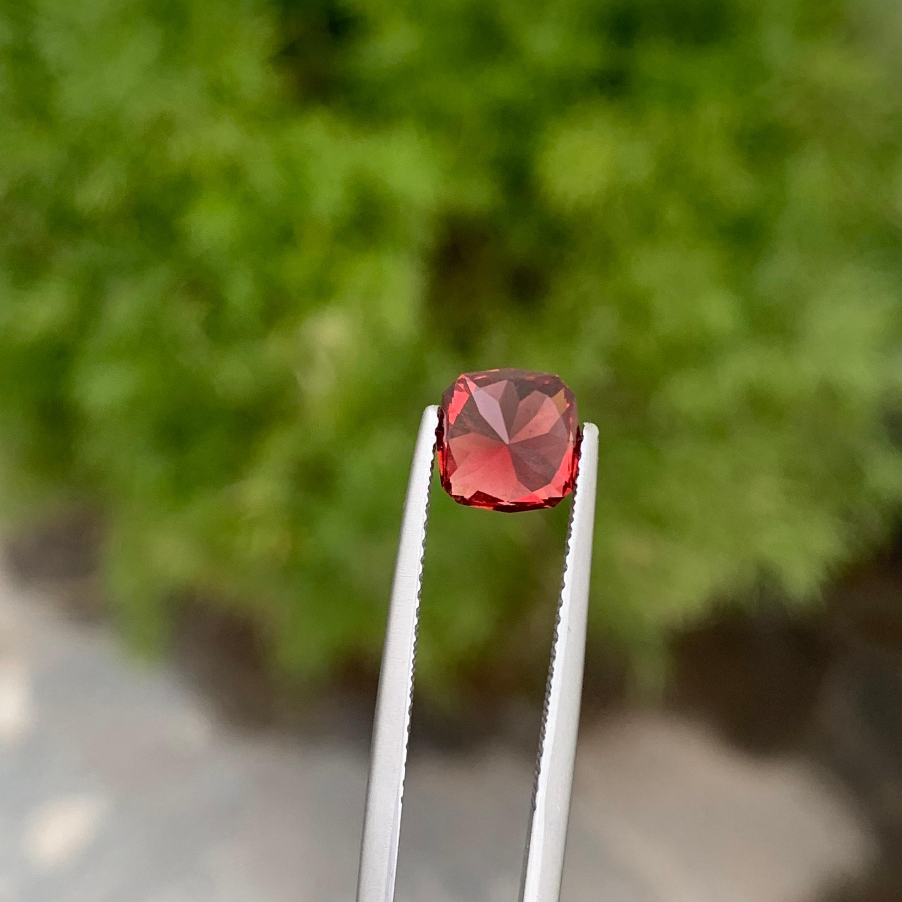 Women's or Men's 2.10 Carat Clean Faceted Red Tanzanian Garnet Fancy Cut for Jewelry Making For Sale