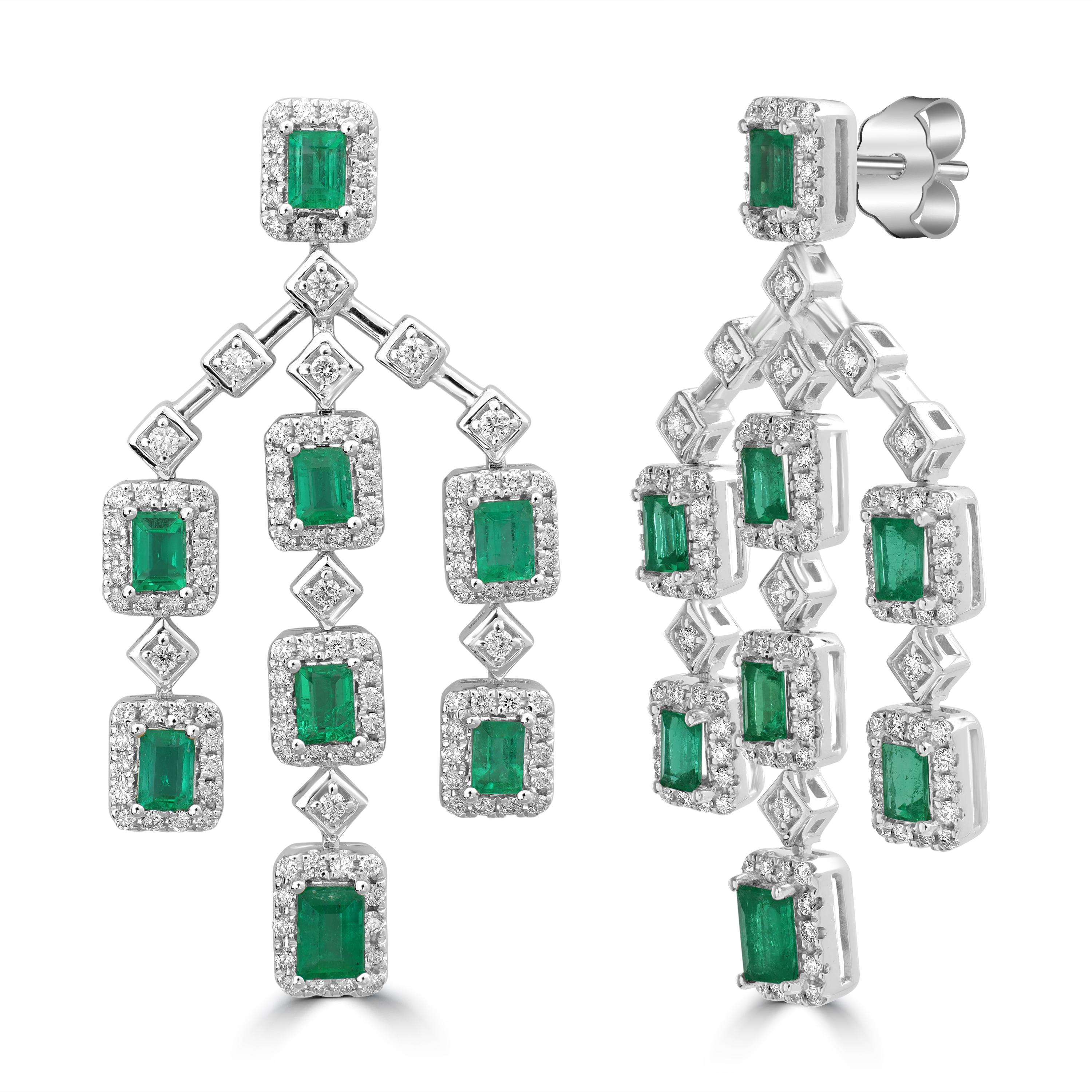 Elevate your elegance with our stunning Columbian Emerald Chandelier Earrings, a splendid fusion of timeless beauty and contemporary sophistication. These exquisite earrings are designed to captivate and enchant, perfect for the discerning woman who