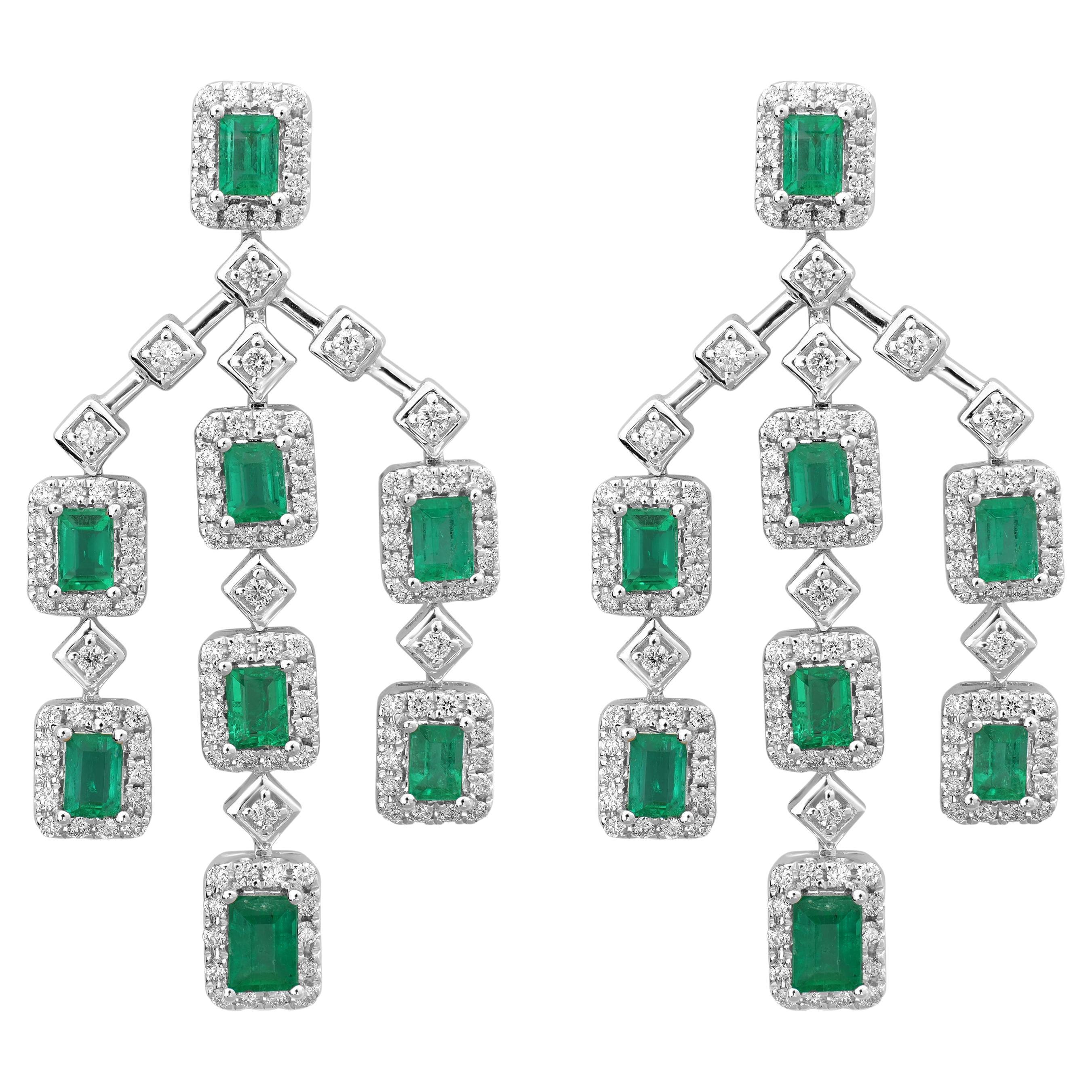 2.10 carat Columbian Emerald Chandelier Earrings