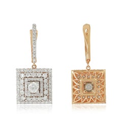 Boucles d'oreilles en or rose 18 carats avec diamants de 2,10 carats