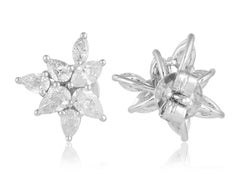 2.10 Carat Diamond 18 Karat White Gold Cluster Stud Earrings