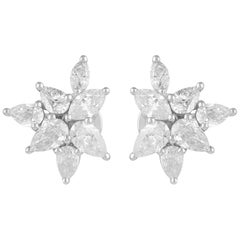 2.10 Carat Diamond 18 Karat White Gold Cluster Stud Earrings