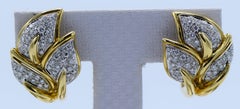 2.10 Carat Diamond and Gold Leaf Clip-On Earrings