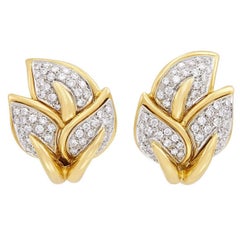 2.10 Carat Diamond and Gold Leaf Clip-On Earrings