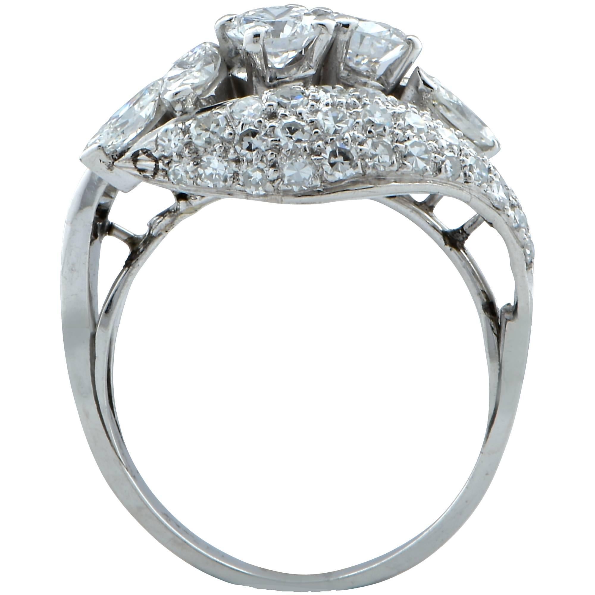 2.10 Carat Diamond Cluster Ring In Excellent Condition In Miami, FL