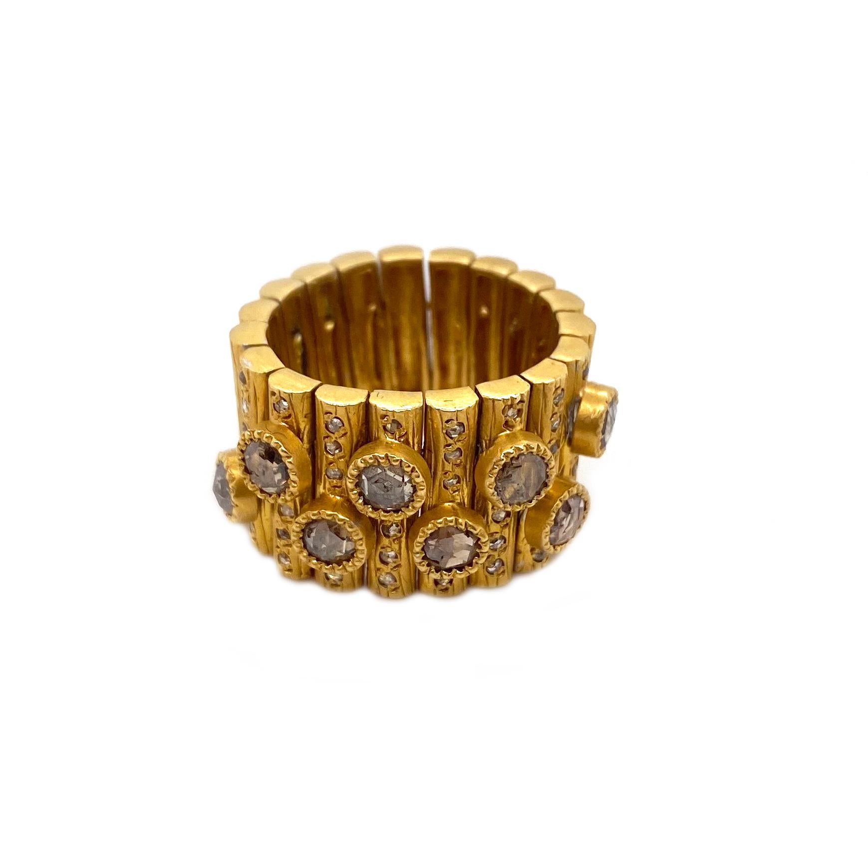 Rare handmade Coomi ring set in 20K Yellow Gold Art Deco style Mosaic inspired with Diamonds at 2.10cts brought to you from the Luminosity collection, which consists of bold design and reflects light from within. Coomi chooses each uniquely natural