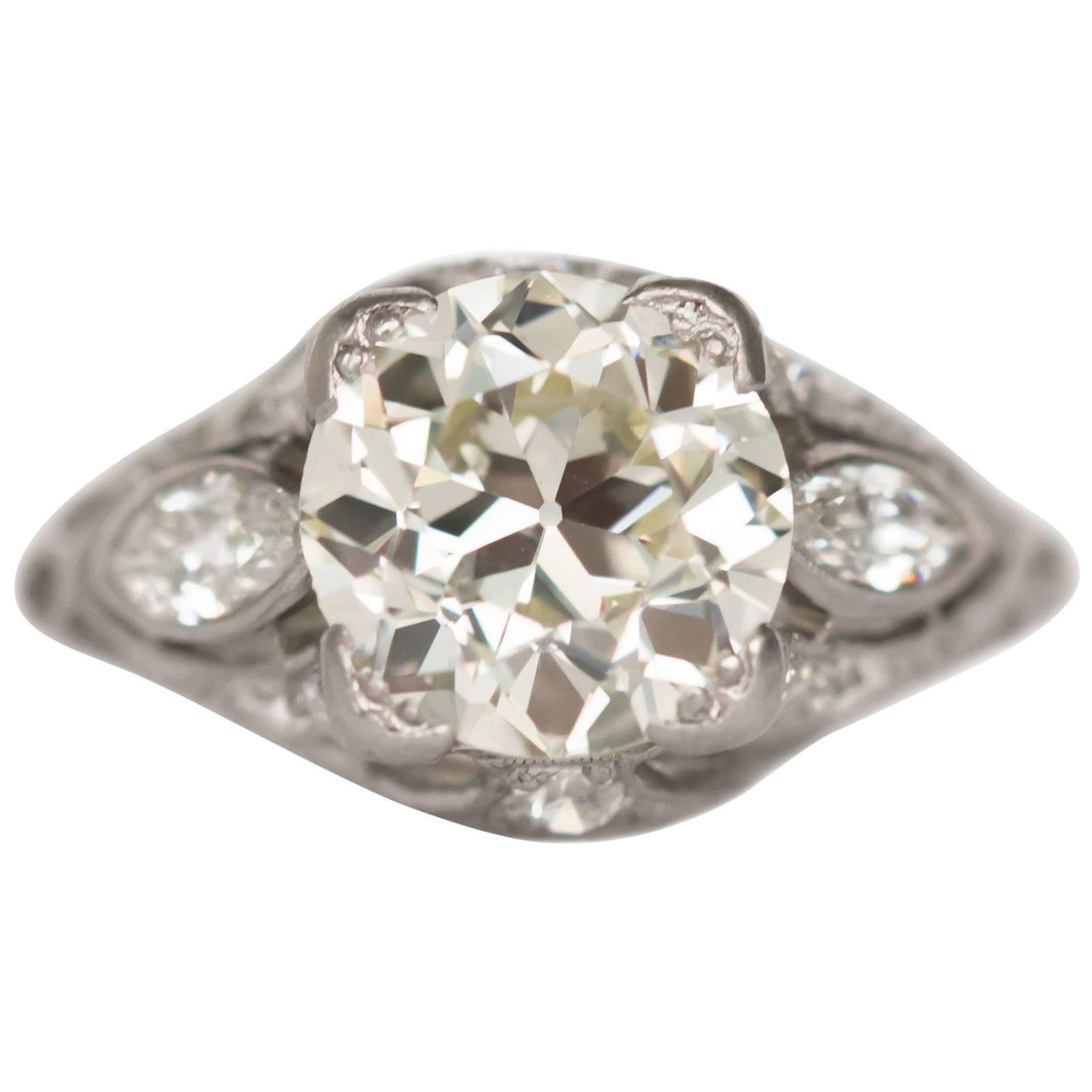 Bague de fiançailles en platine avec diamant de 2,10 carats, style édouardien, années 1900