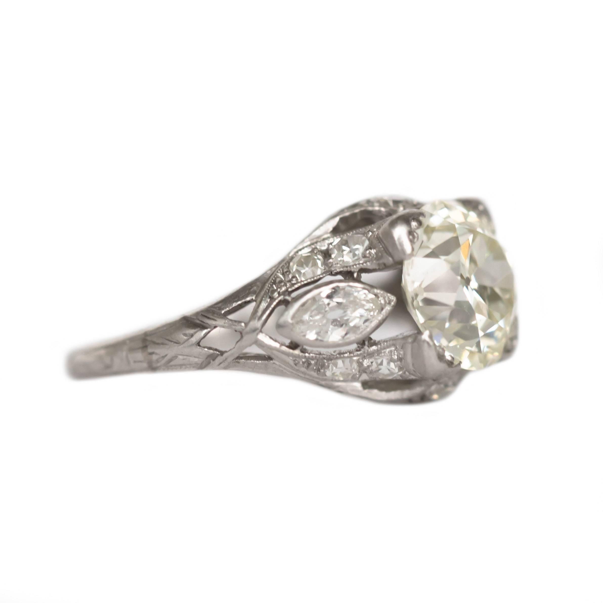 Édouardien Bague de fiançailles en platine avec diamant de 2,10 carats, style édouardien, années 1900 en vente