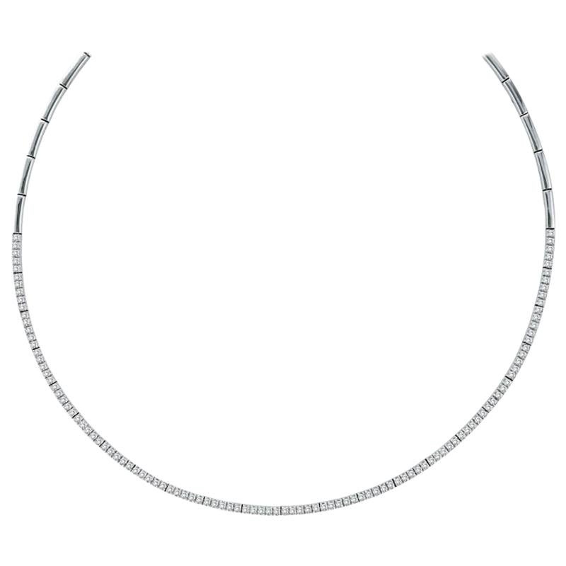 2.10 Carat Diamond Tennis Necklace G SI 14 Karat White Gold 110 Stones 16.8 Gram