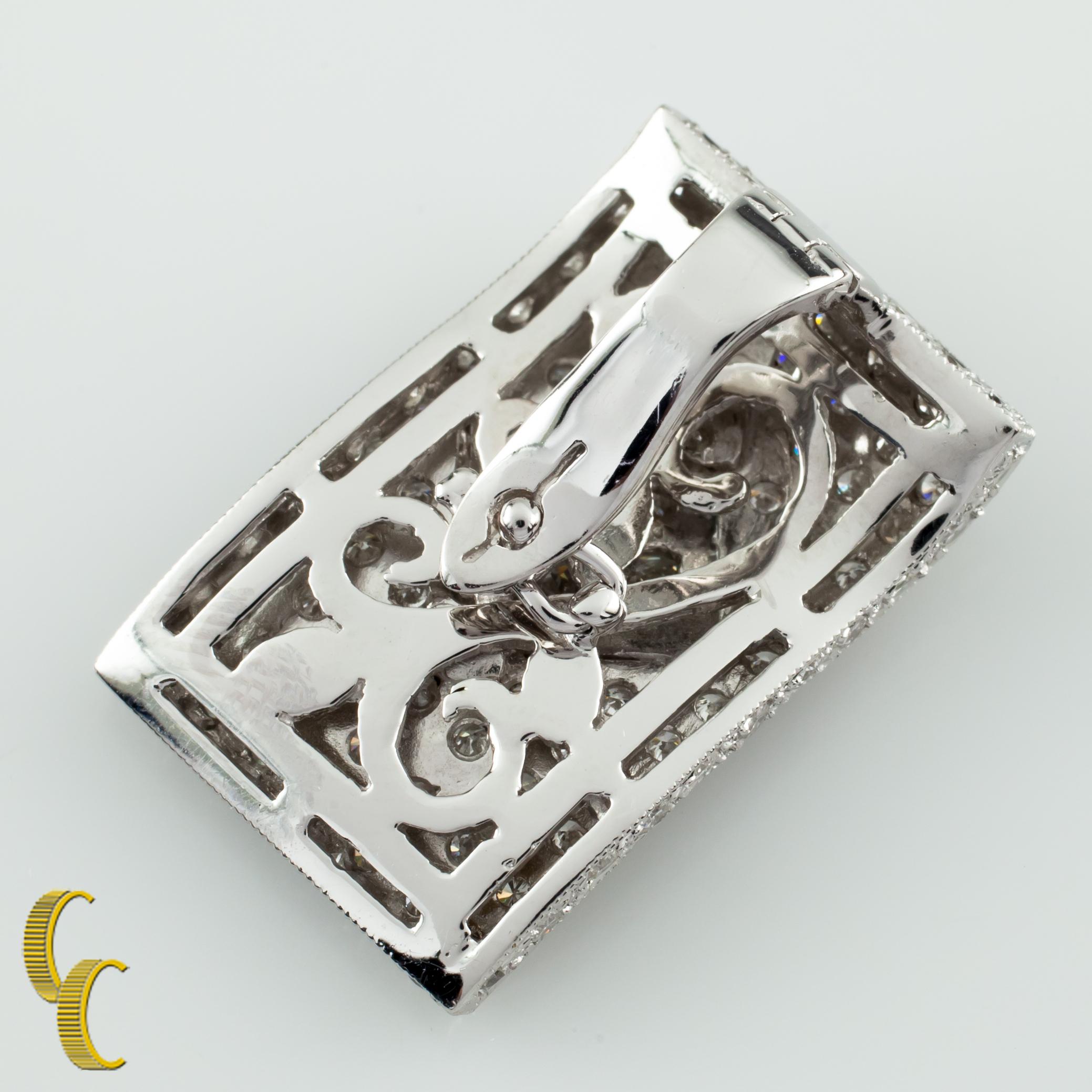 Round Cut 2.10 Carat Diamond Wavy Enhancer Pendant Set in 18 Karat White Gold G/H SI For Sale