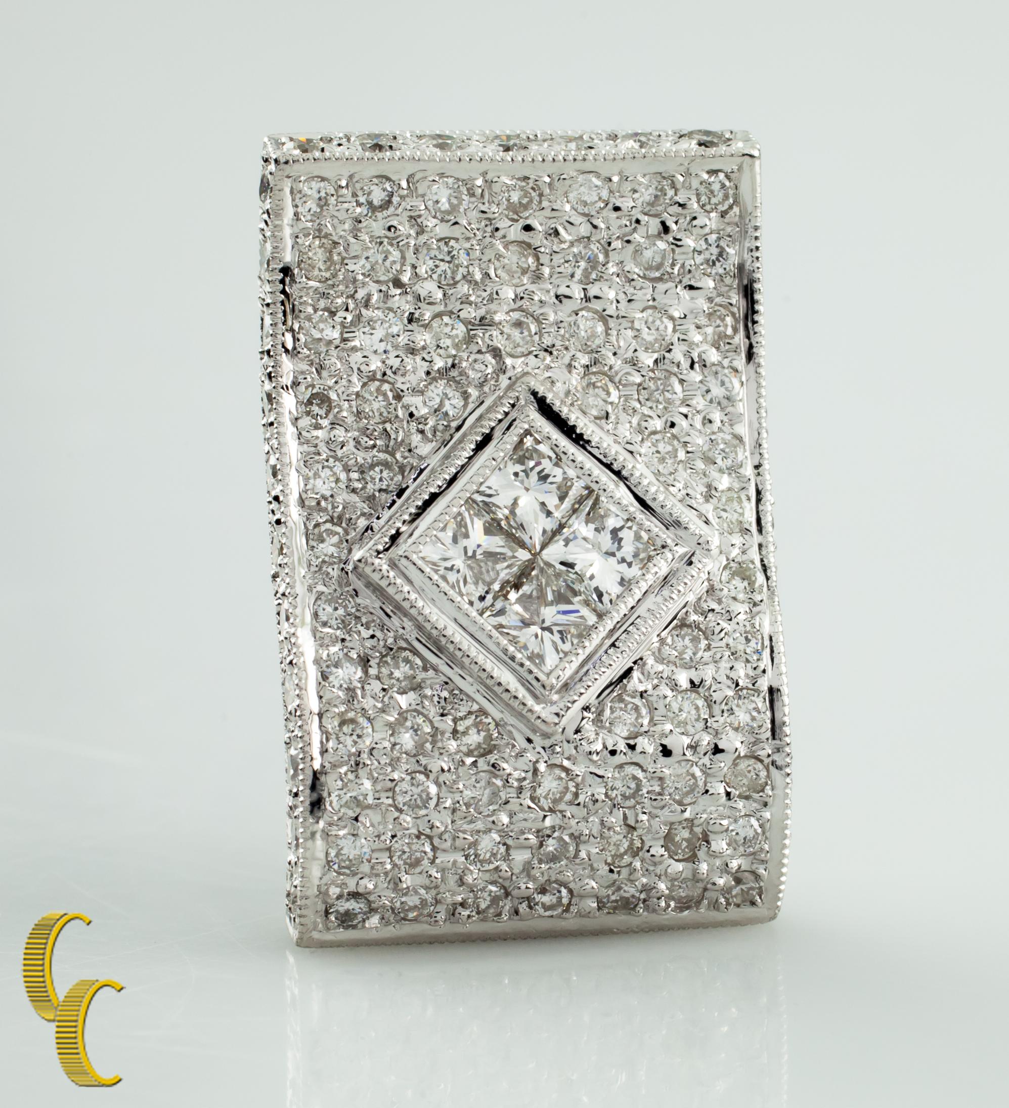 2.10 Carat Diamond Wavy Enhancer Pendant Set in 18 Karat White Gold G/H SI For Sale 1
