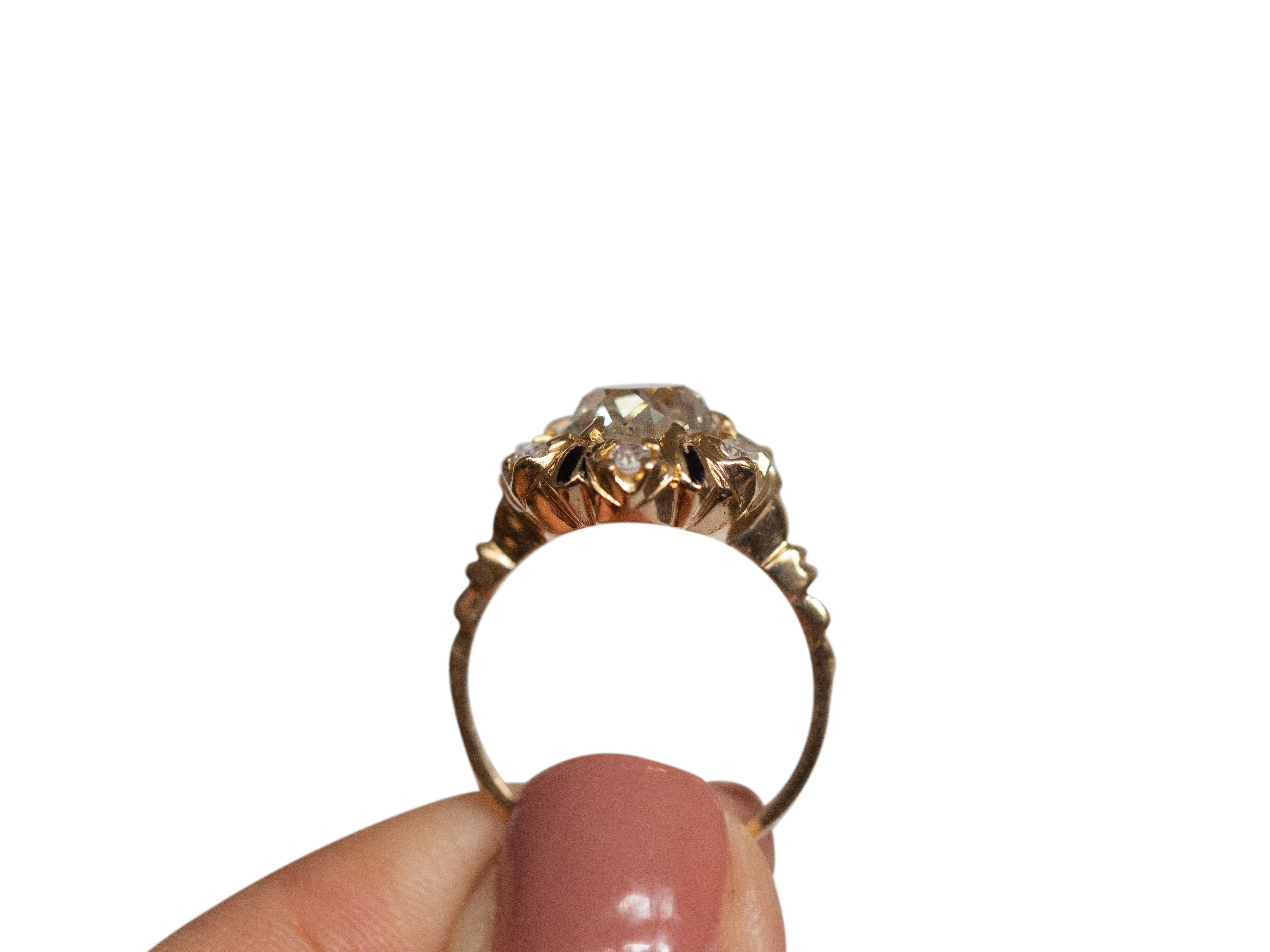 Edwardian 2.10 Carat Diamond Yellow Gold Engagement Ring-VEG#1292A