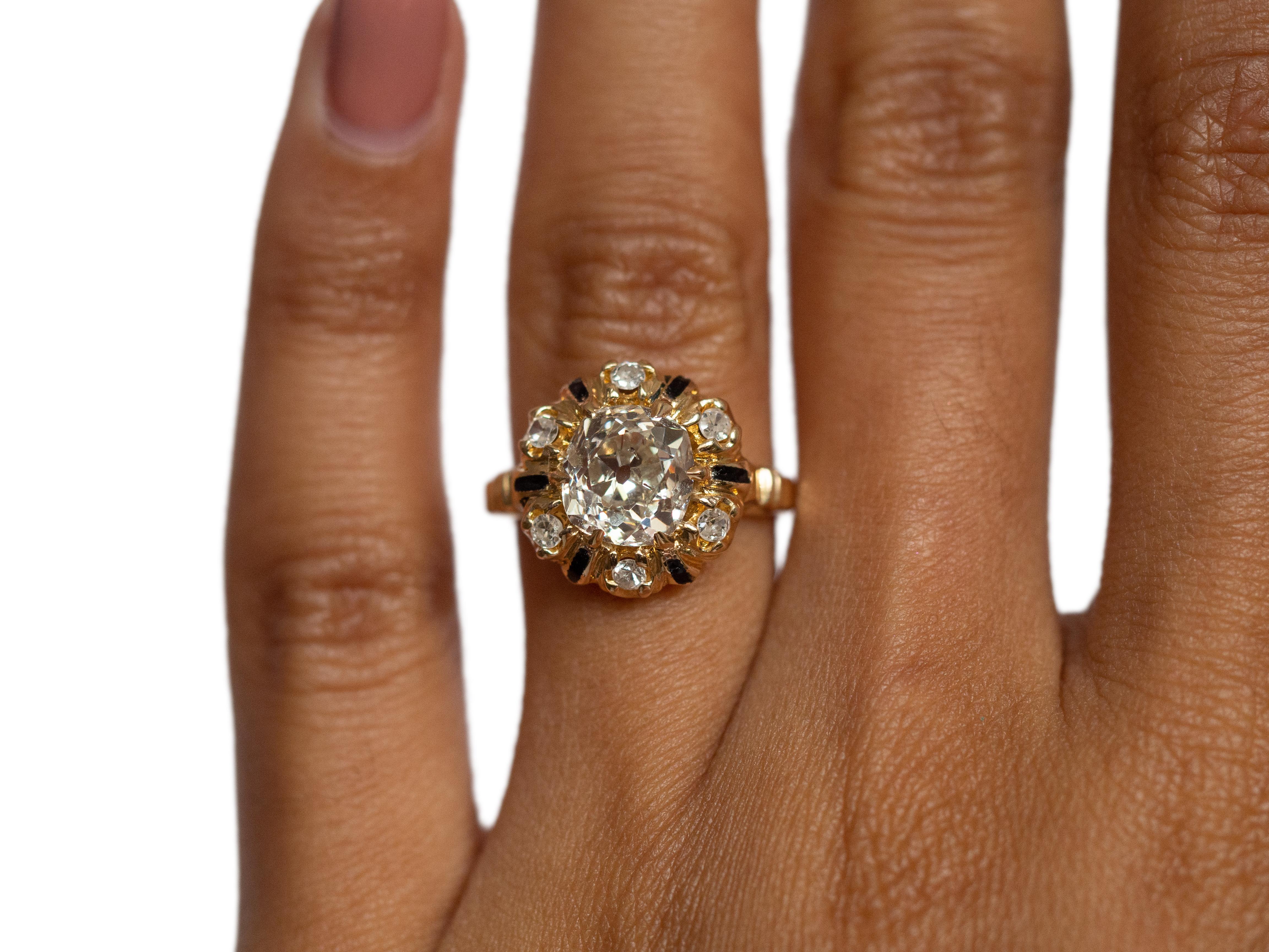 Old Mine Cut 2.10 Carat Diamond Yellow Gold Engagement Ring-VEG#1292A