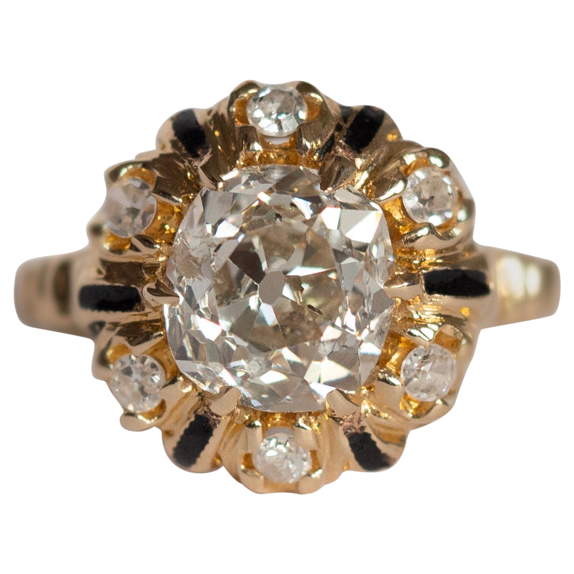 2.10 Carat Diamond Yellow Gold Engagement Ring-VEG#1292A