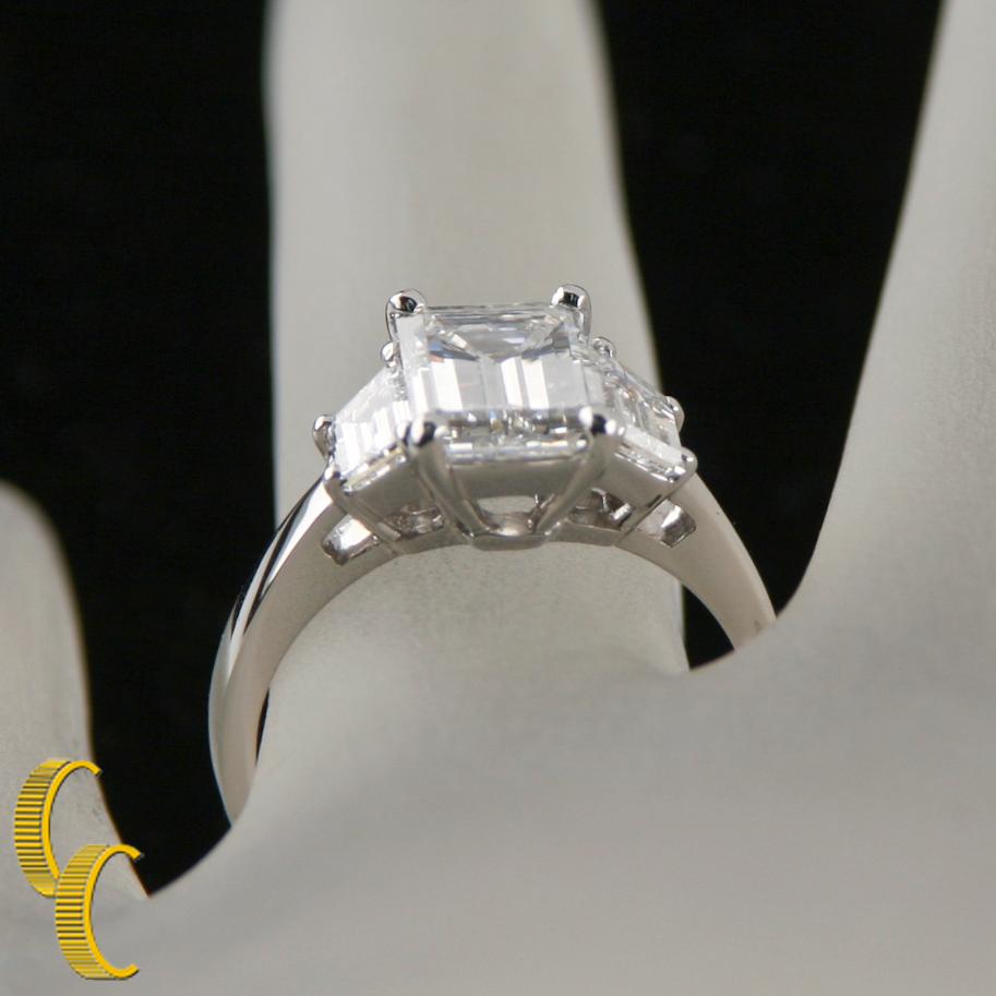 2 carat 3 stone emerald cut diamond ring