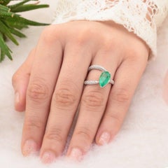 2.10 Carat Emerald Diamond 14 Karat Gold Claw Ring