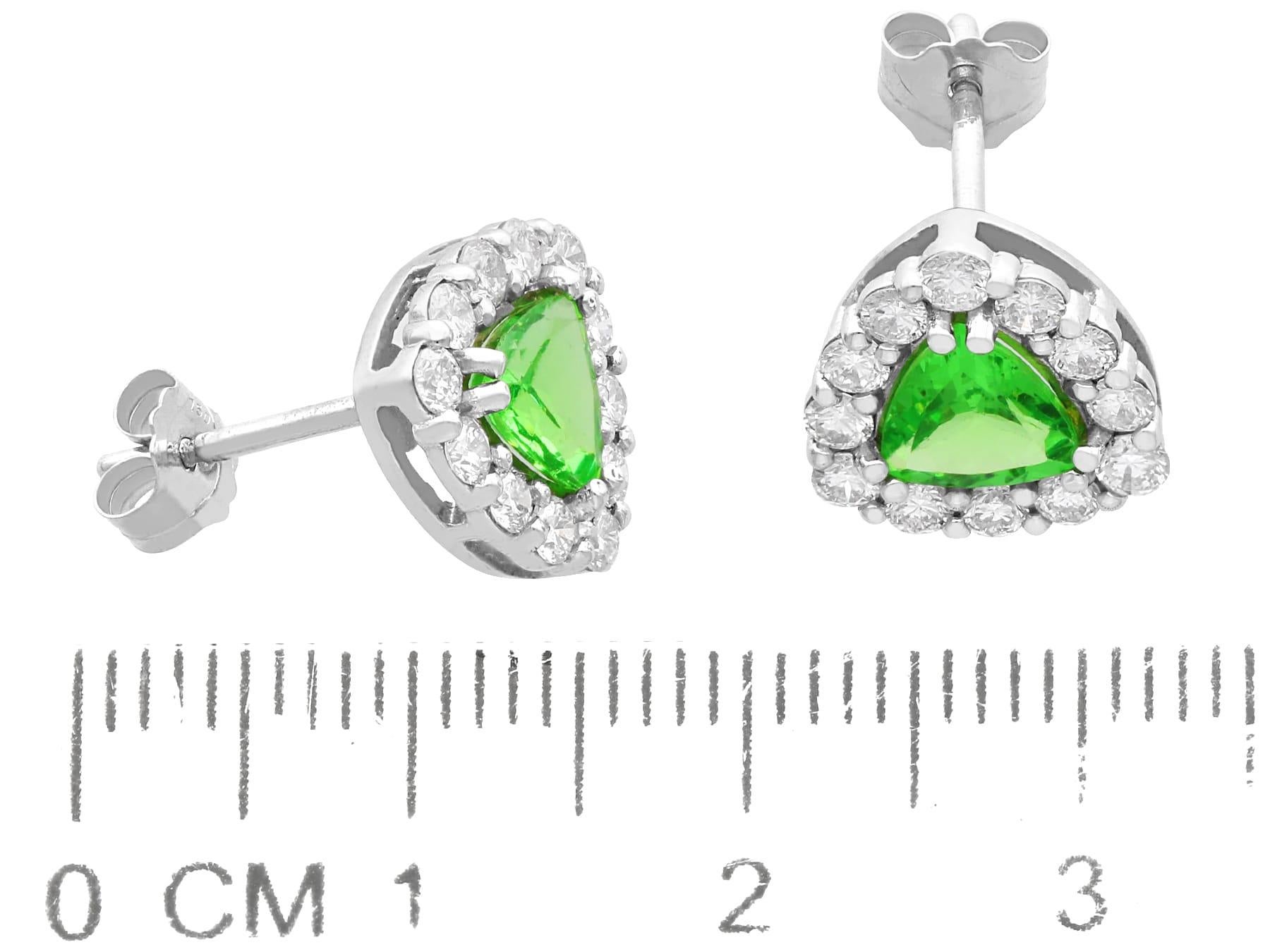 2.10 Carat Hydrogrossular Garnet 0.88 Carat Diamond 18k White Gold Earrings For Sale 1