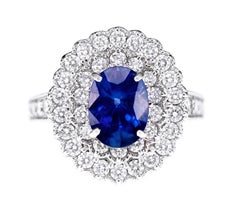 2.10 Carat Japan Certified Natural Blue Sapphire Diamond Solitaire Ring