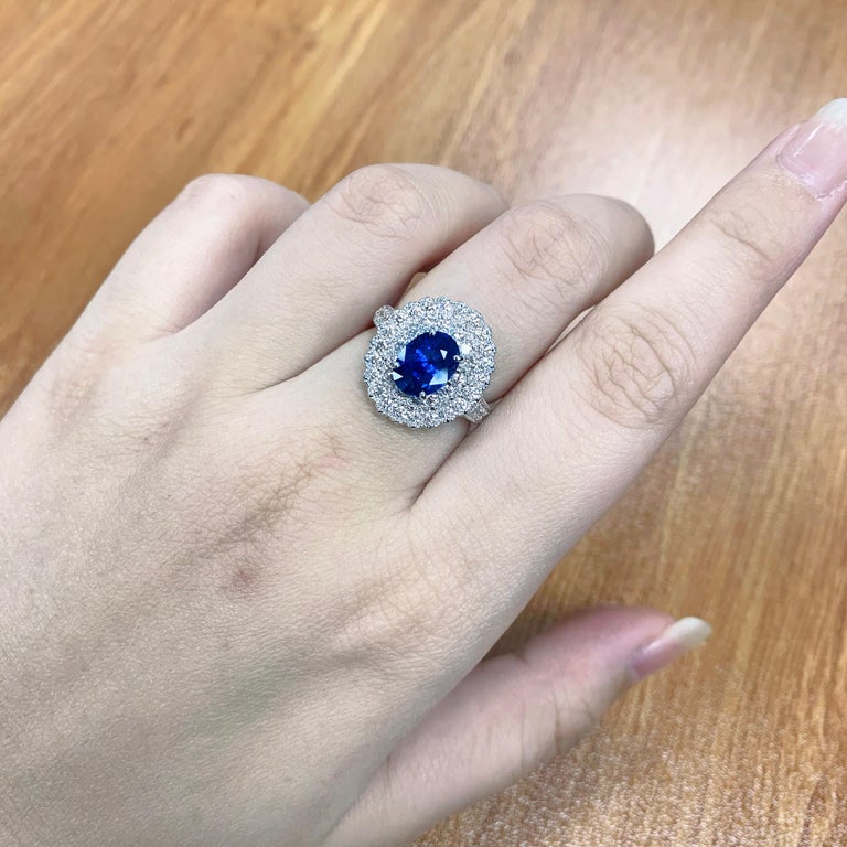 2.10 Carat Japan Certified Natural Blue Sapphire Diamond Solitaire Ring ...