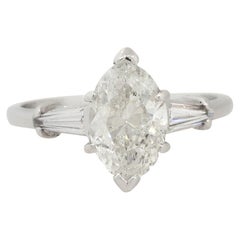 Used 2.10 Carat Marquise Diamond Engagement Ring Platinum in Stock