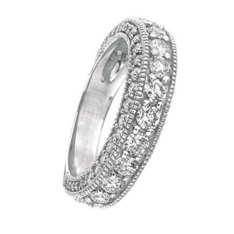 For Sale:  2.10 Carat Natural Diamond Ring Band G SI 14 Karat White Gold 2