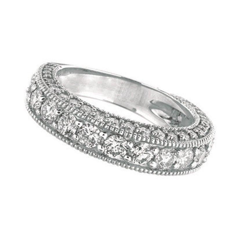 For Sale:  2.10 Carat Natural Diamond Ring Band G SI 14 Karat White Gold 3
