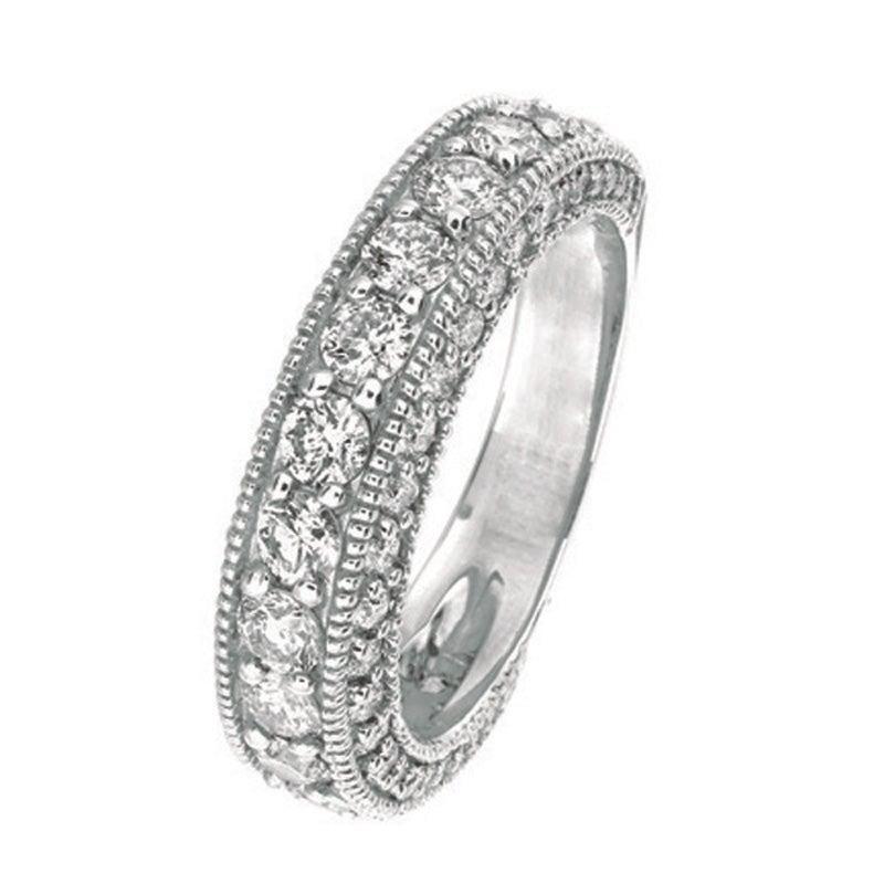 Im Angebot: 2,10 Karat natürlicher Diamant Ring Band G SI 14 Karat Weißgold () 4