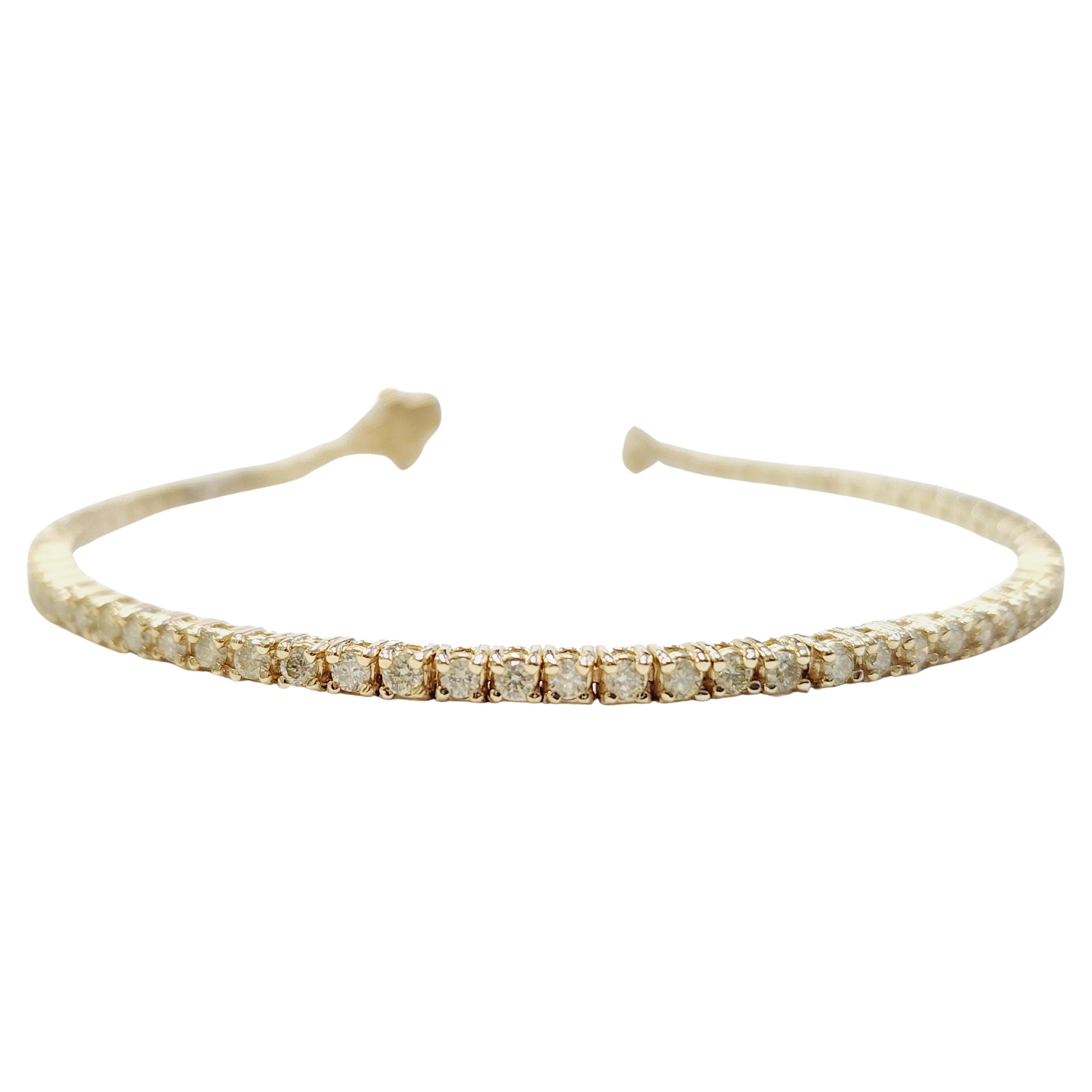 Bracelet tennis en or jaune 14 carats avec diamants naturels de 1,88 carat