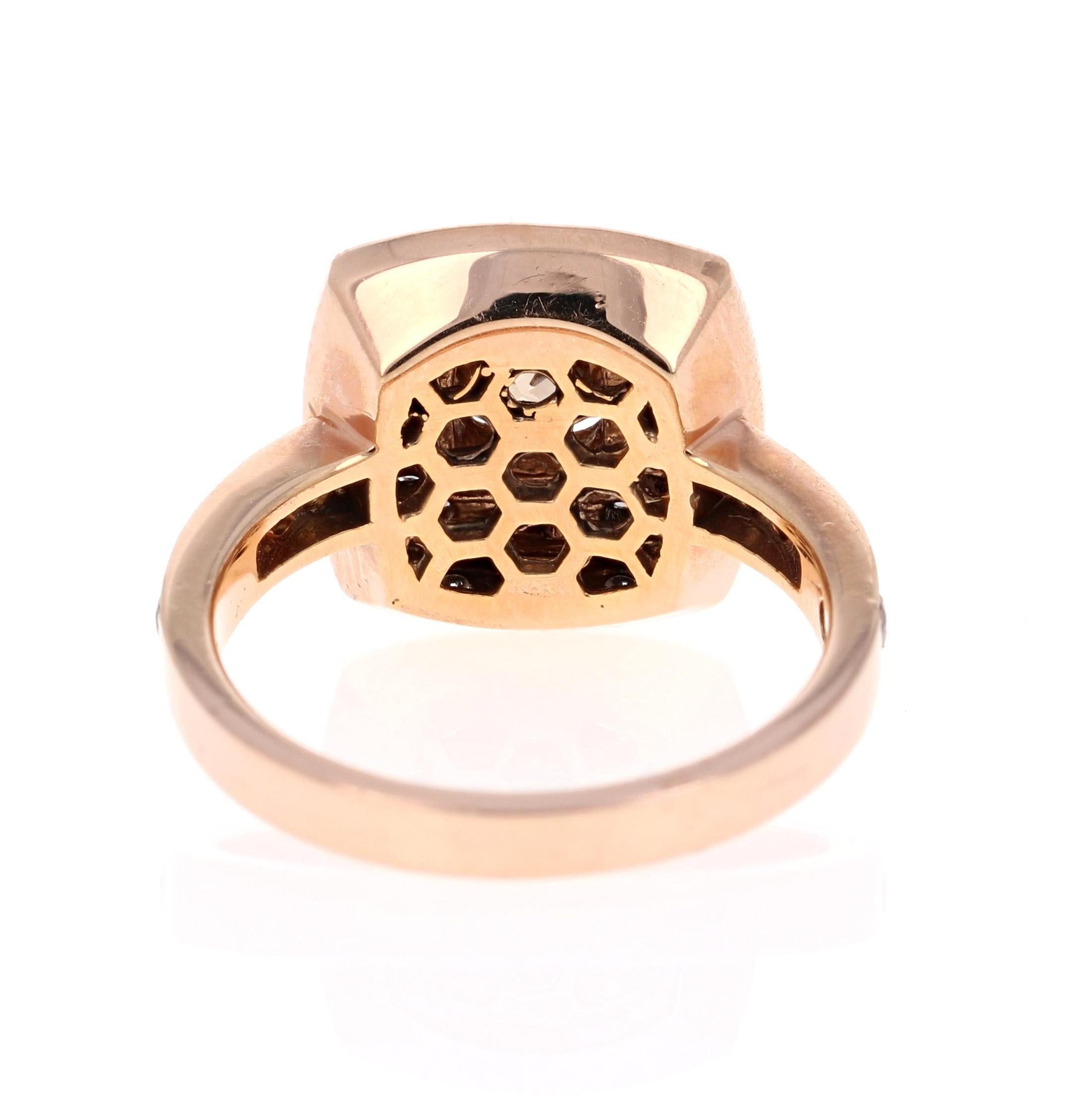 Princess Cut 2.10 Carat Natural Fancy Brown Diamond Engagement Ring 14 Karat Rose Gold For Sale