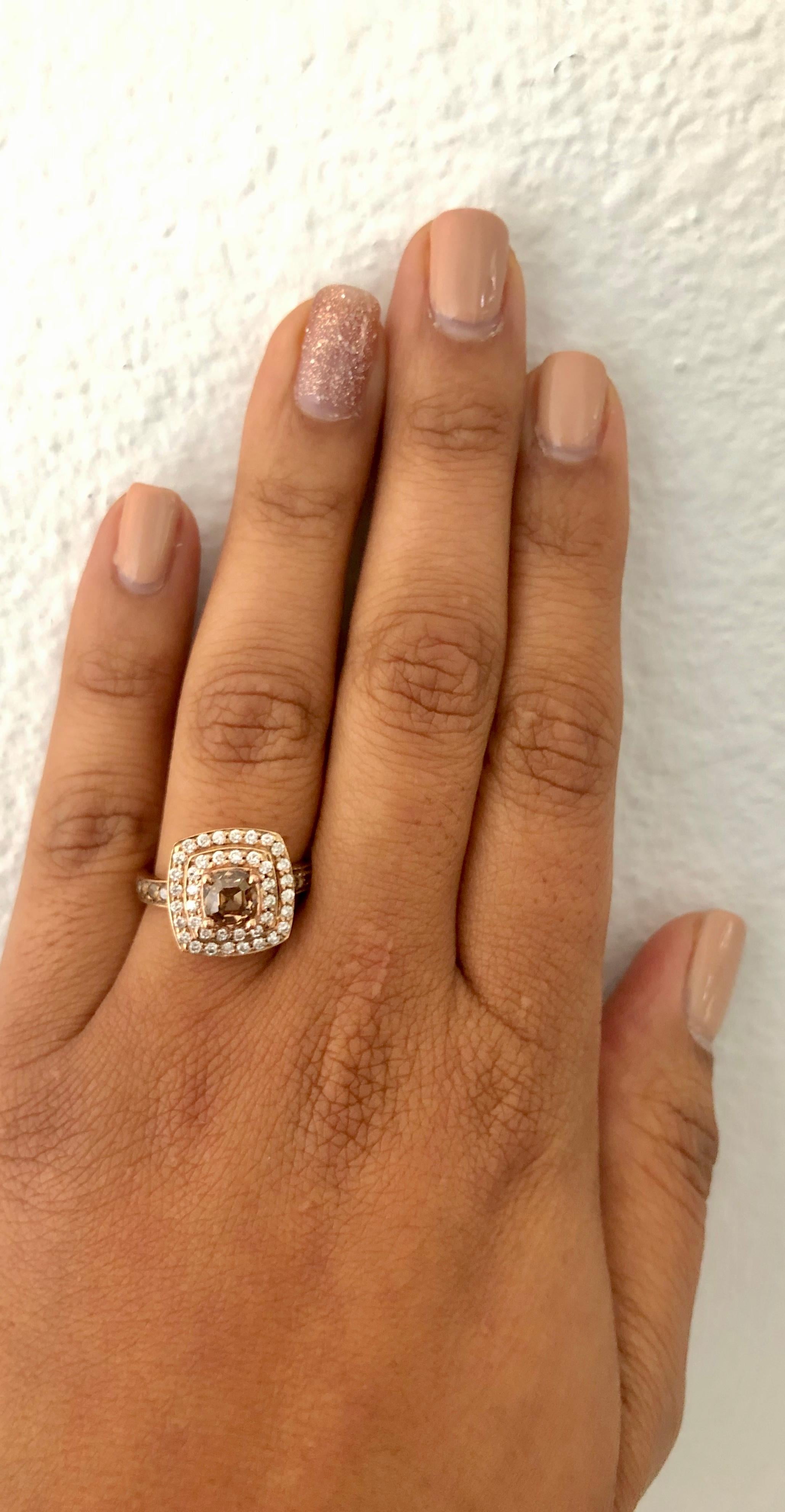 2.10 Carat Natural Fancy Brown Diamond Engagement Ring 14 Karat Rose Gold In New Condition For Sale In Los Angeles, CA