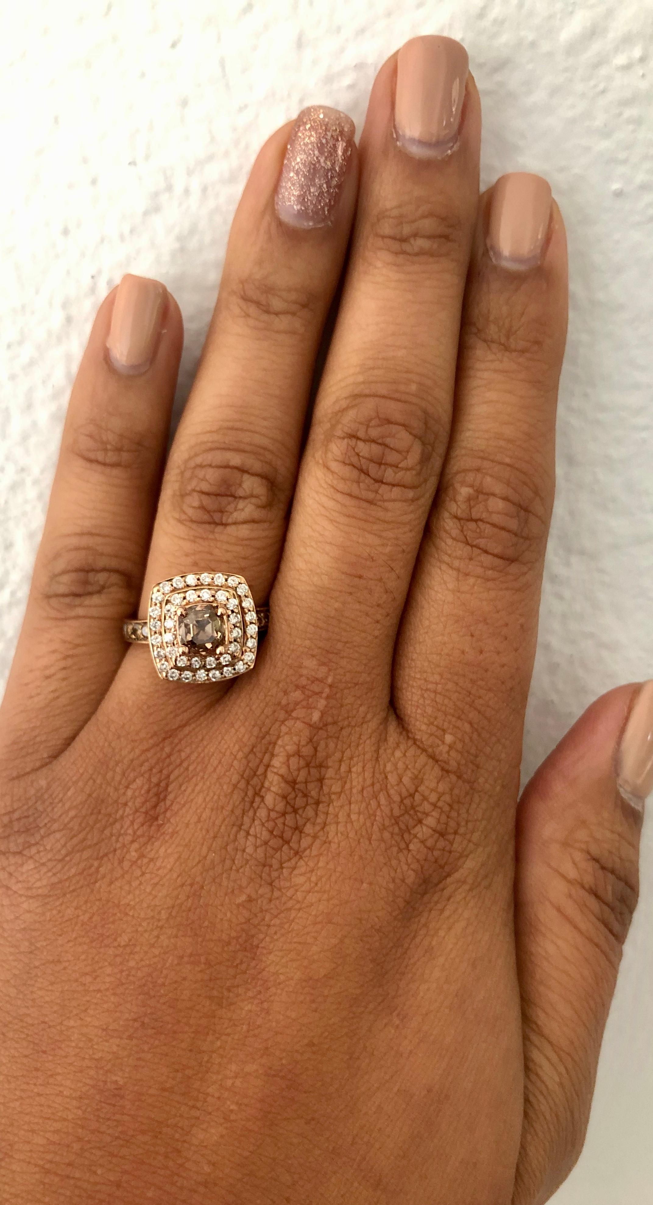 Women's 2.10 Carat Natural Fancy Brown Diamond Engagement Ring 14 Karat Rose Gold For Sale