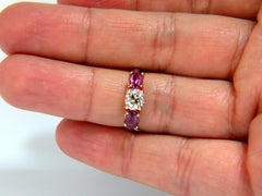 2,10 Karat Natürlicher Ovaler Diamant Rubin Ring 14 Karat Rose Gold Klassisch Drei