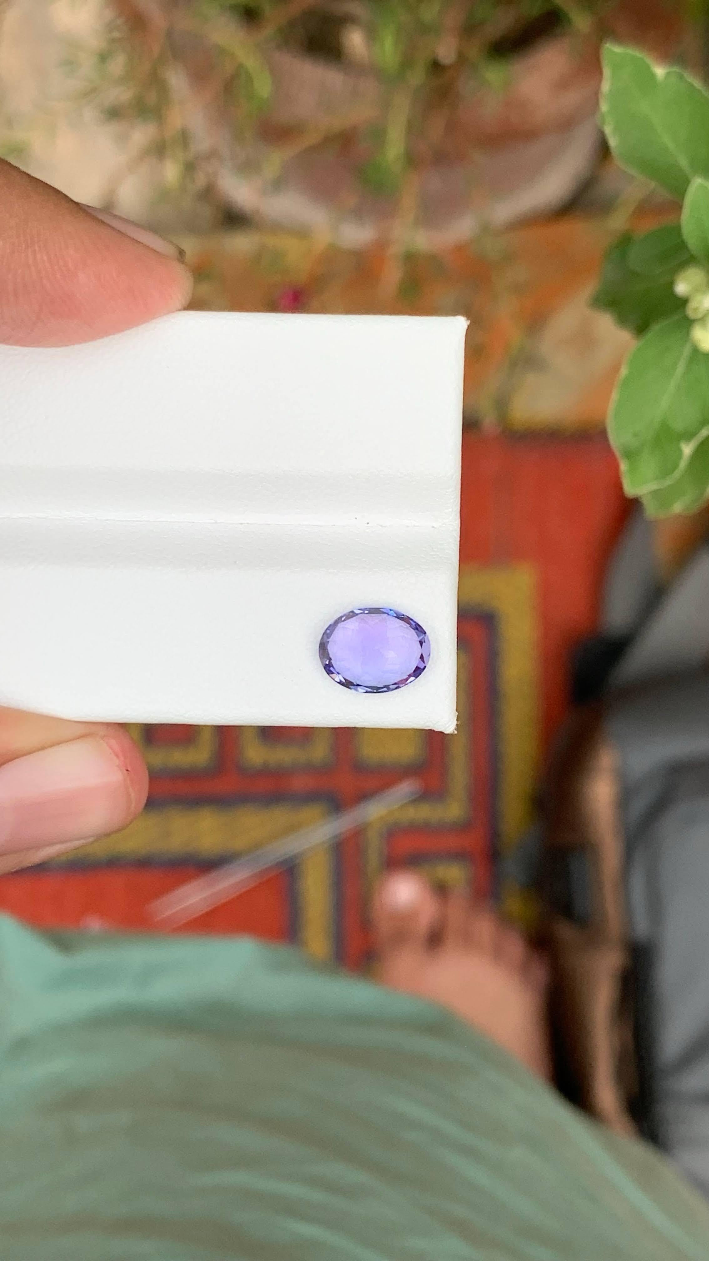 2.10 Carat Natural Loose Blue Tanzanite Stone Oval Cut Tanzanian Gemstone For Sale 3