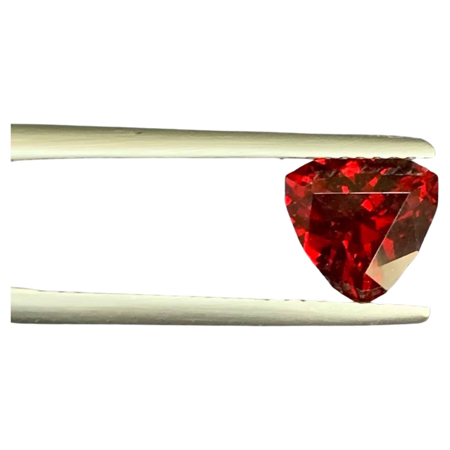 2.10 Carat Natural Loose Bright Red Garnet Trilliant Cut Tanzanian Gemstone