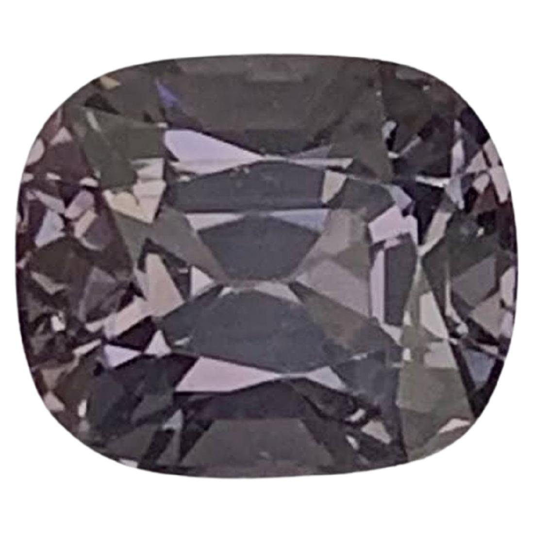 2.10 Carat Natural Loose Deep Gray Spinel Stone Cushion Cut Burmese Gemstone For Sale