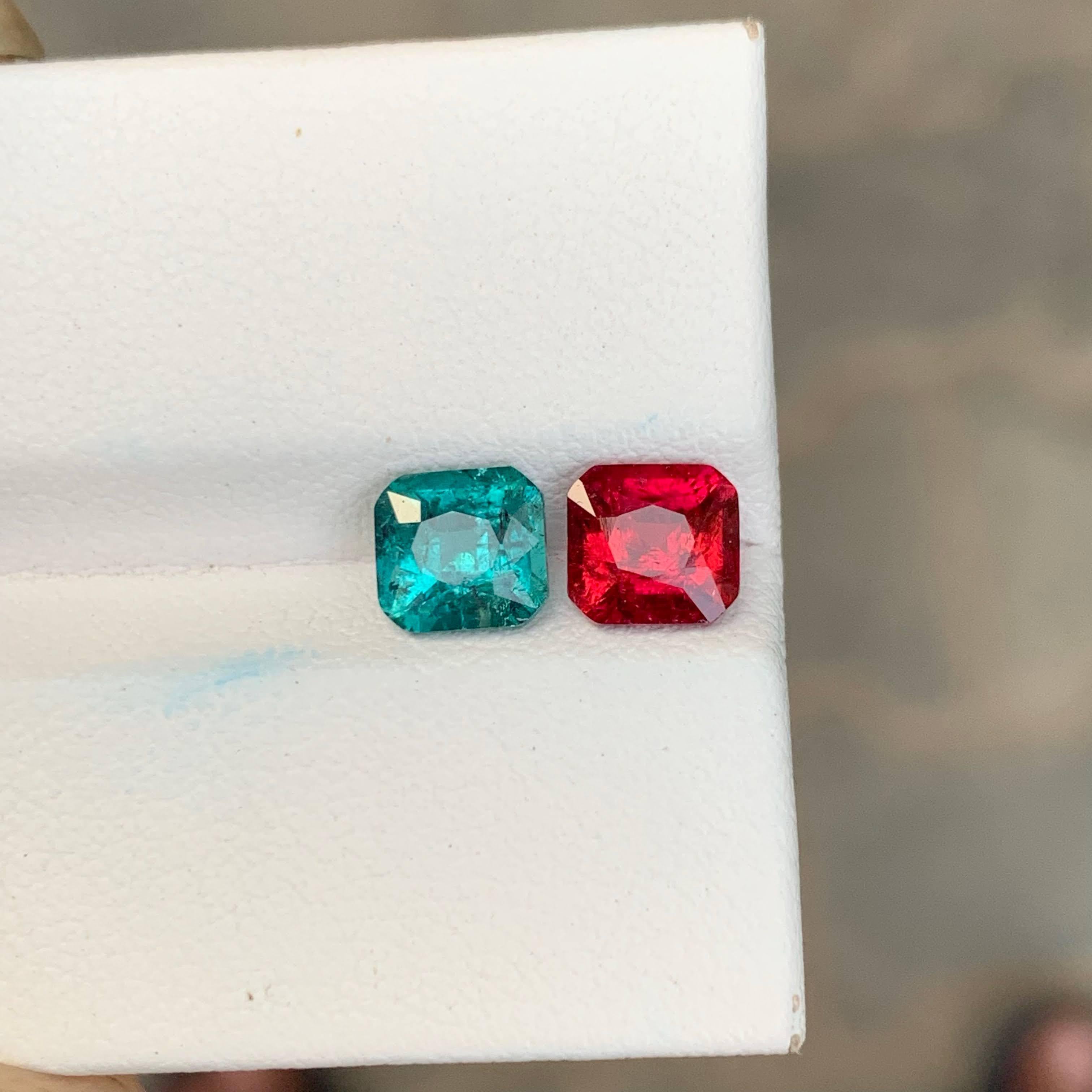 2.10 Carat Natural Loose Fine Quality Reverse Tourmaline Pair Afghan Gemstone in vendita 4