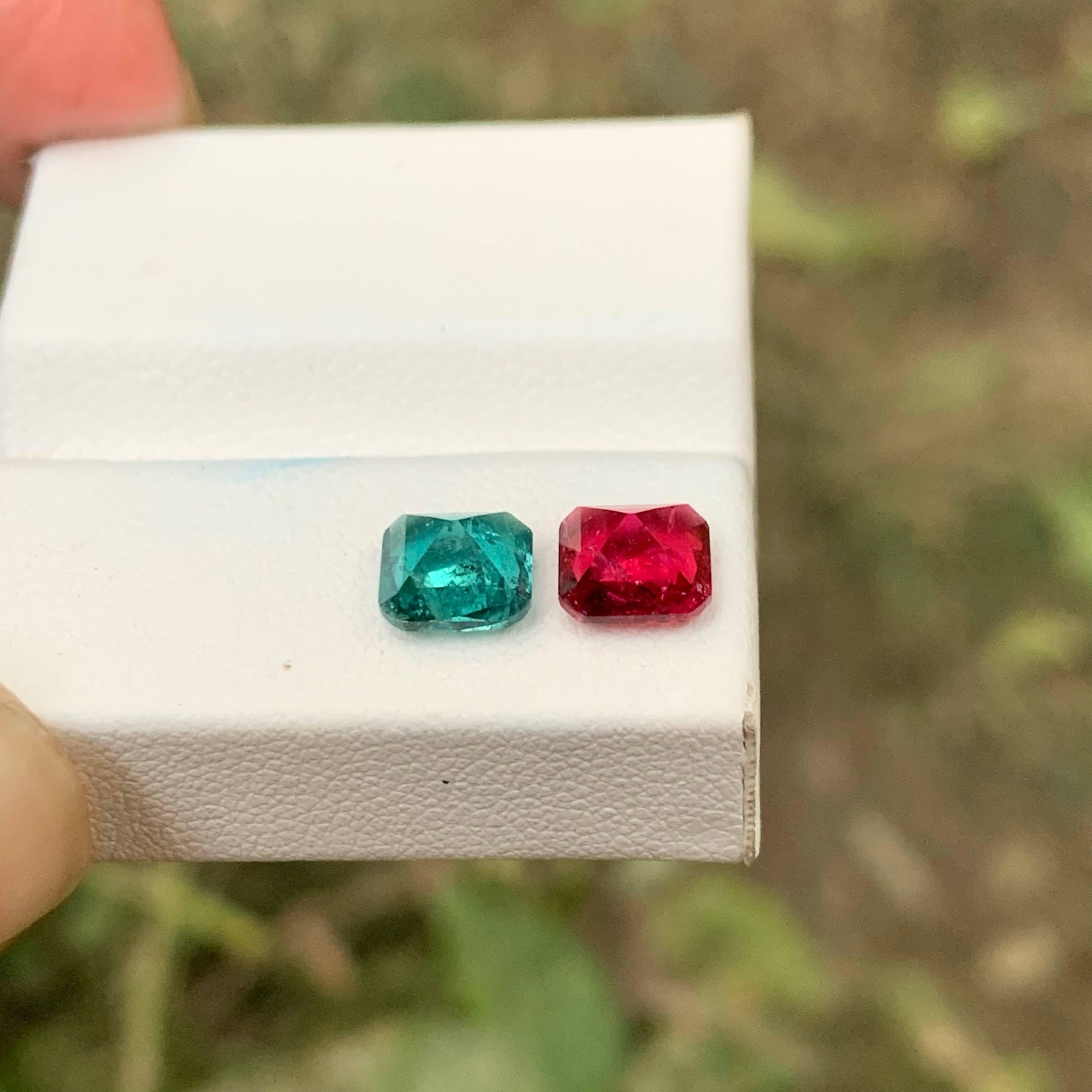 Taglio cuscino 2.10 Carat Natural Loose Fine Quality Reverse Tourmaline Pair Afghan Gemstone in vendita
