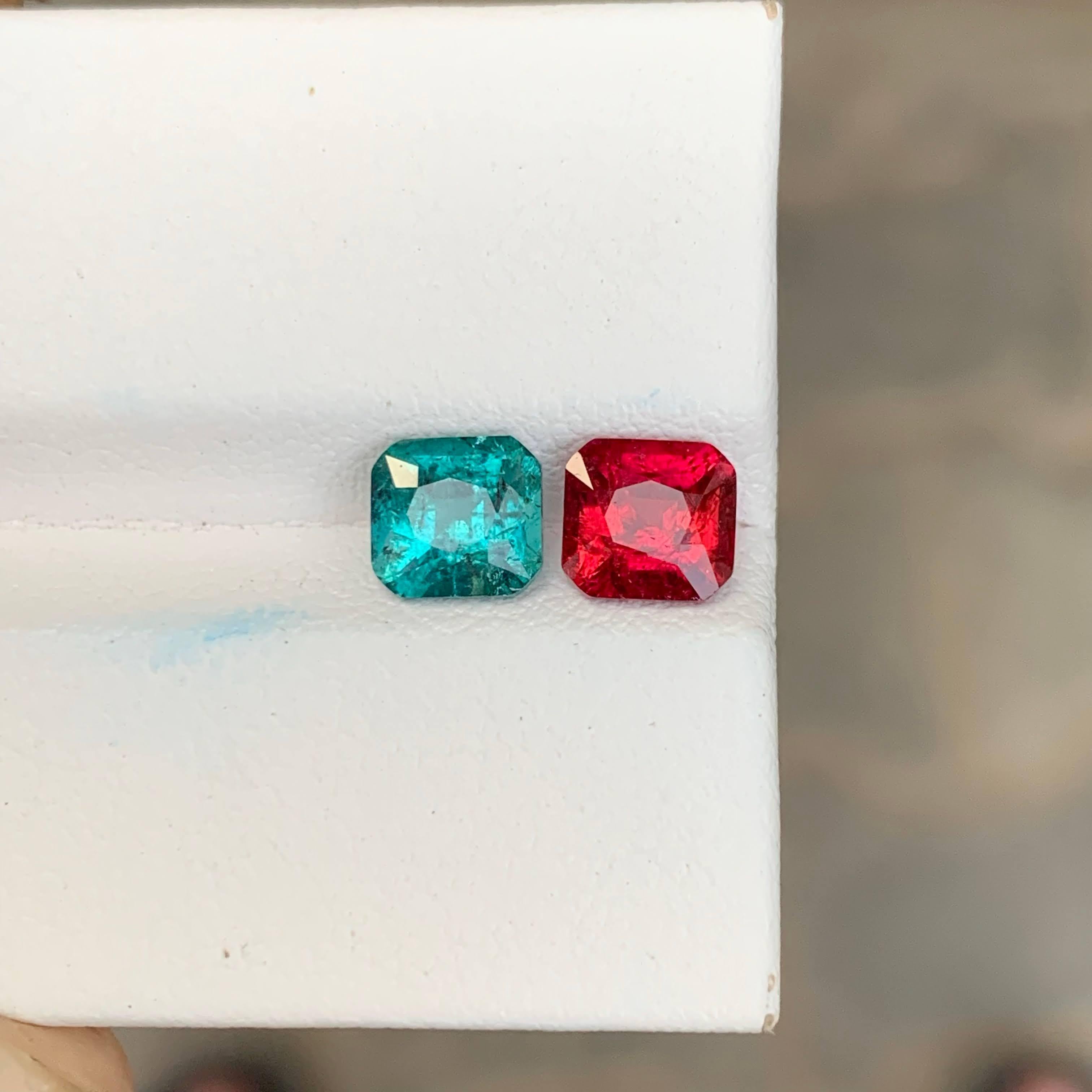 da uomo o donna 2.10 Carat Natural Loose Fine Quality Reverse Tourmaline Pair Afghan Gemstone in vendita