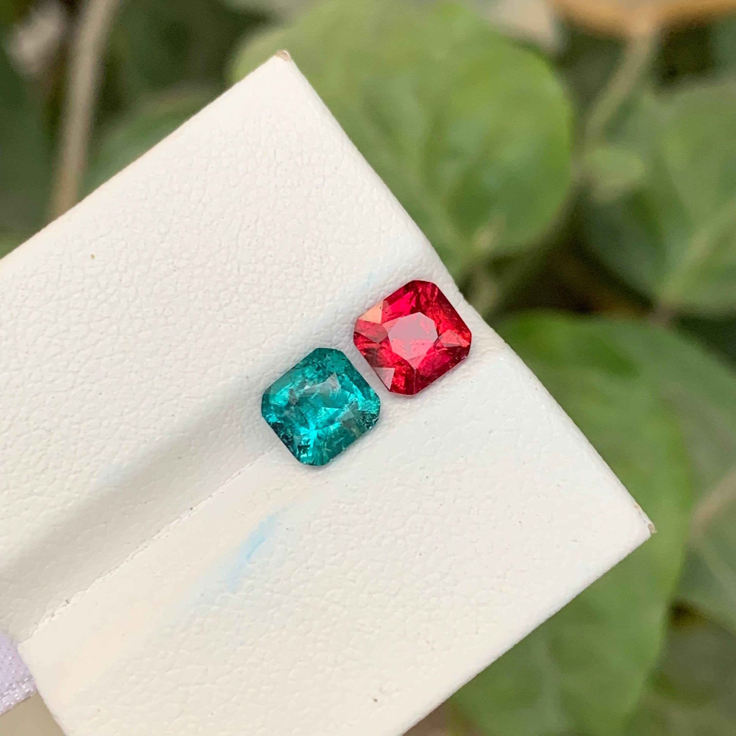 2.10 Carat Natural Loose Fine Quality Reverse Tourmaline Pair Afghan Gemstone in vendita 3