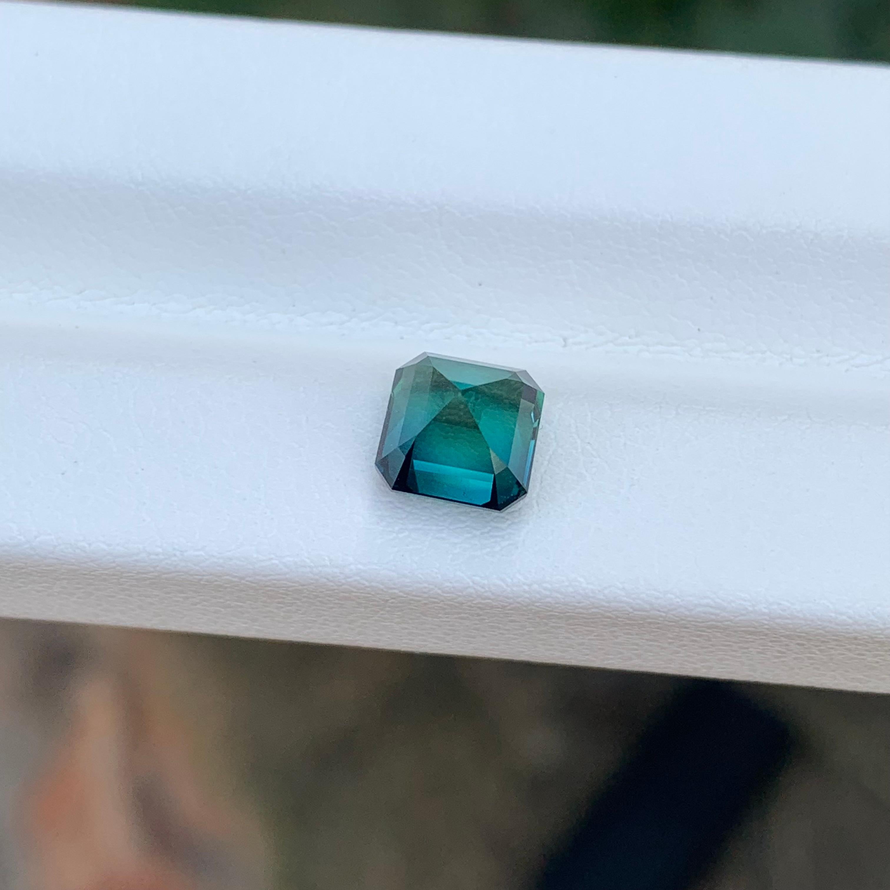 2.10 Carat Natural Loose Green Blue Tourmaline Square Shape Gemstone For Sale 4