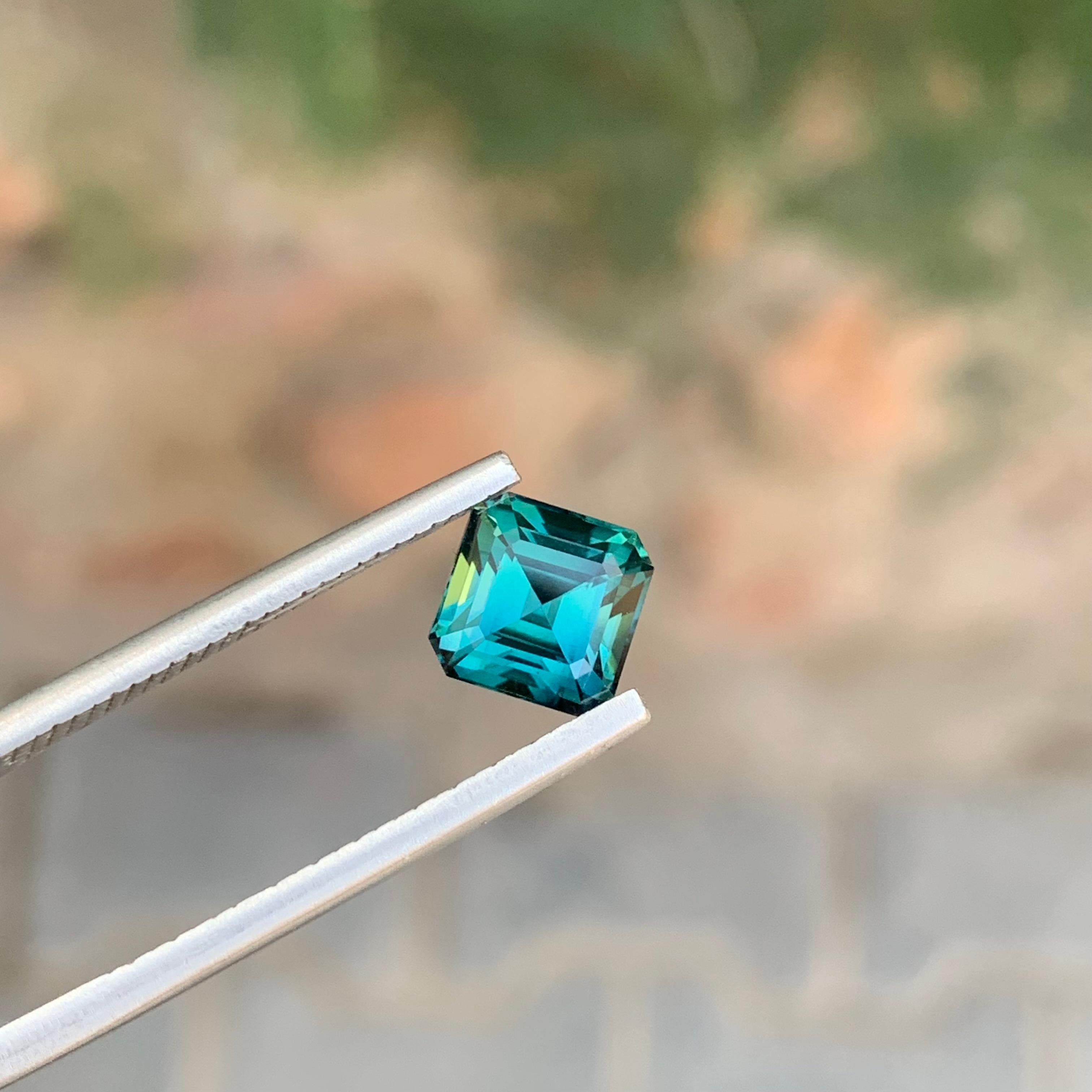 2.10 Carat Natural Loose Green Blue Tourmaline Square Shape Gemstone For Sale 5