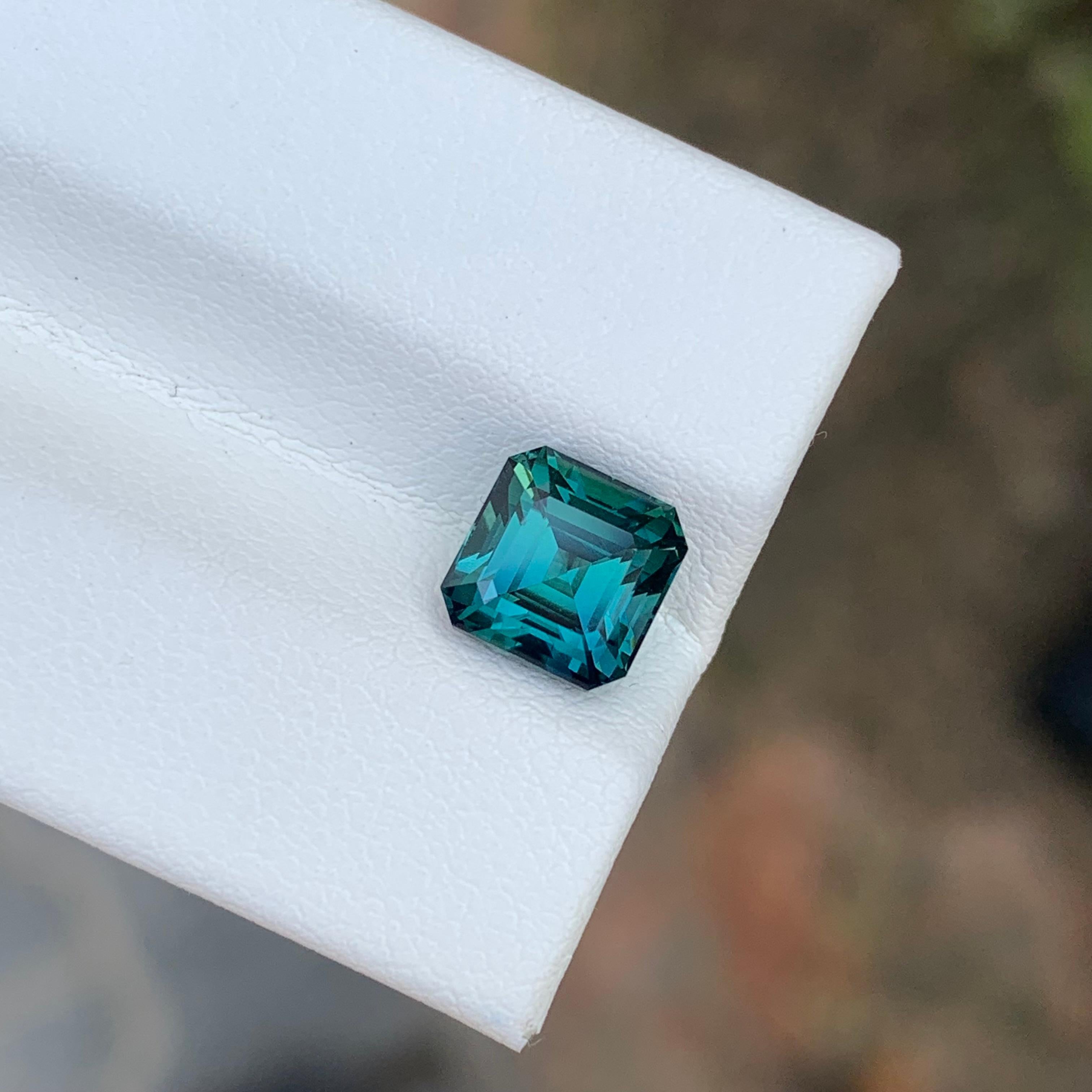 Arts and Crafts 2.10 Carat Natural Loose Green Blue Tourmaline Square Shape Gemstone For Sale