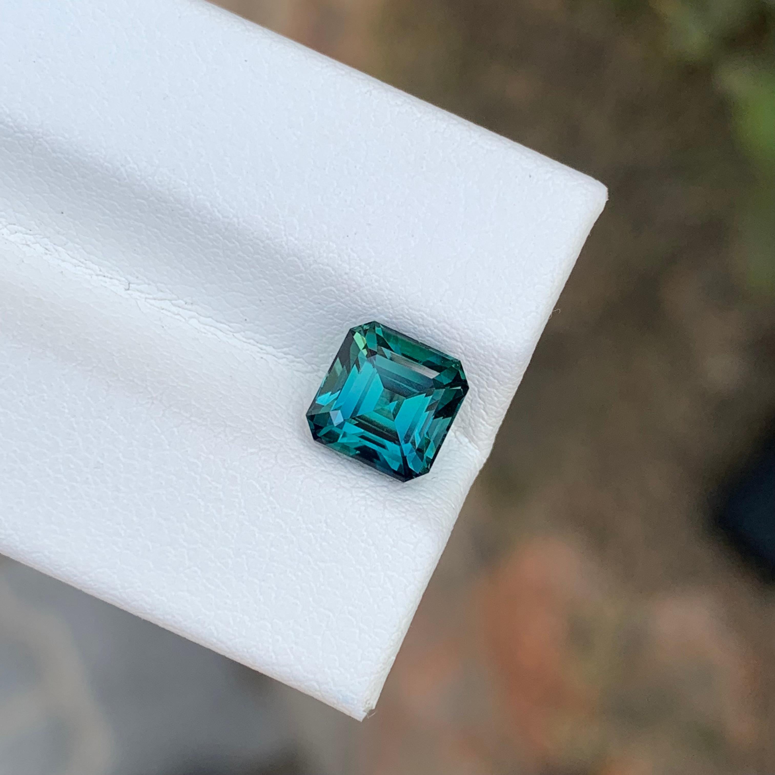 Square Cut 2.10 Carat Natural Loose Green Blue Tourmaline Square Shape Gemstone For Sale