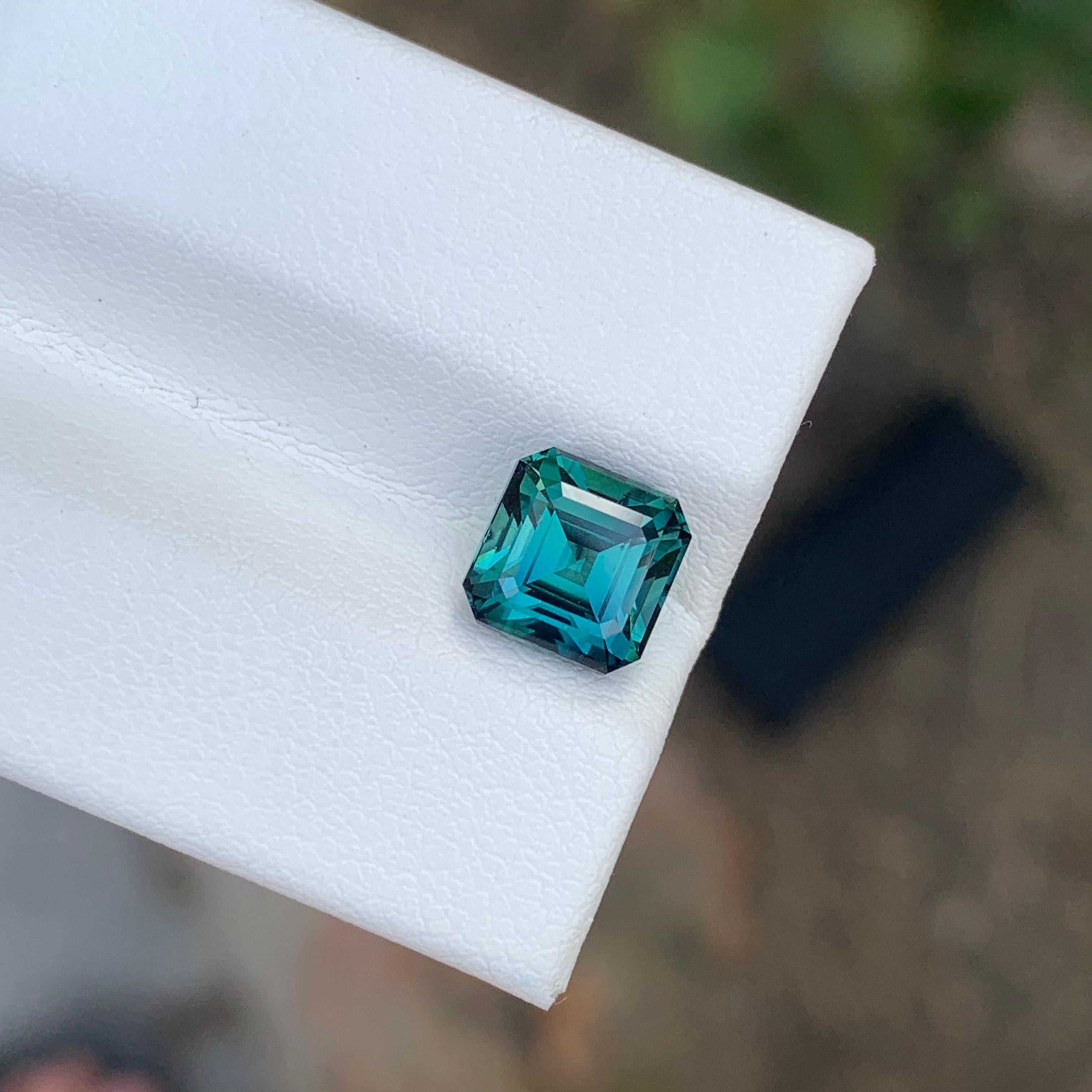 Women's or Men's 2.10 Carat Natural Loose Green Blue Tourmaline Square Shape Gemstone For Sale