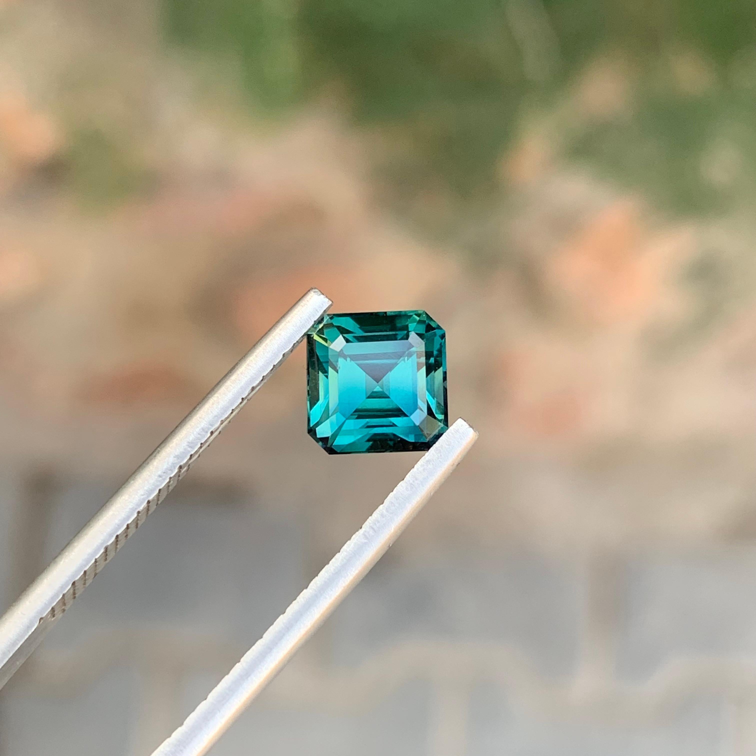 2.10 Carat Natural Loose Green Blue Tourmaline Square Shape Gemstone For Sale 3