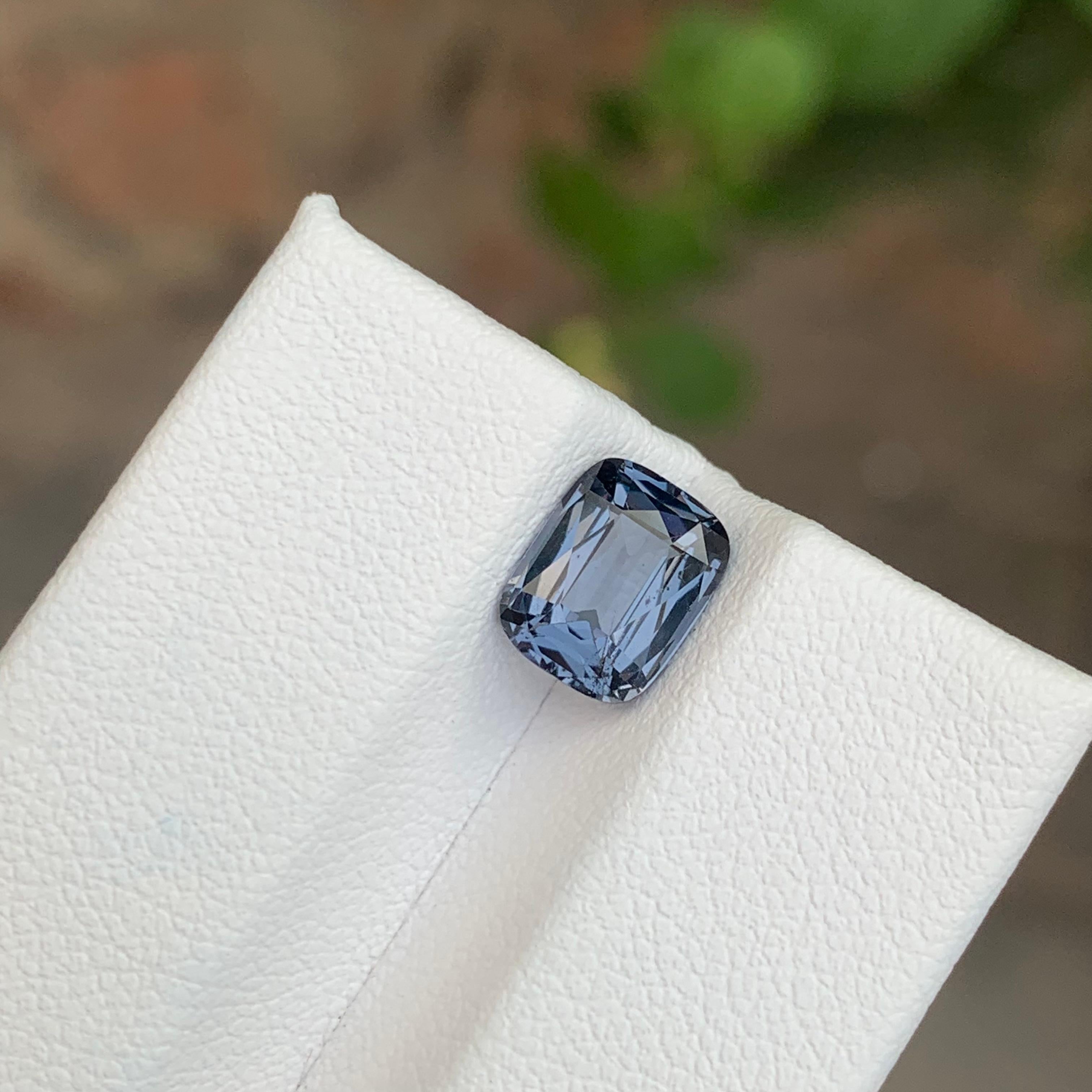 Cushion Cut 2.10 Carat Natural Loose Grey Spinel Cushion Shape Gemstone For Sale